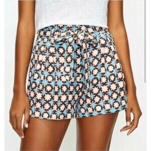 LOFT Paperbag Pull On Shorts in Sunwashed Floral Linen Blend‎ Size XS